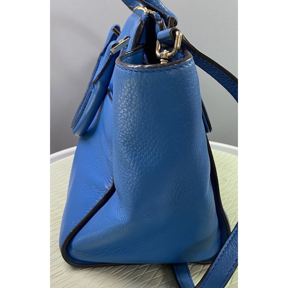 Michael Kors Authentic Leather Women's Blue Purse‎ Tote Bag 10x11x4 - Picture 4 of 16